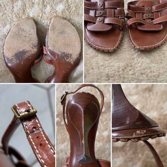 Celine Leather Woven Slingback Strappy Sandal Heels Size 40 B - Picture 16 of 16